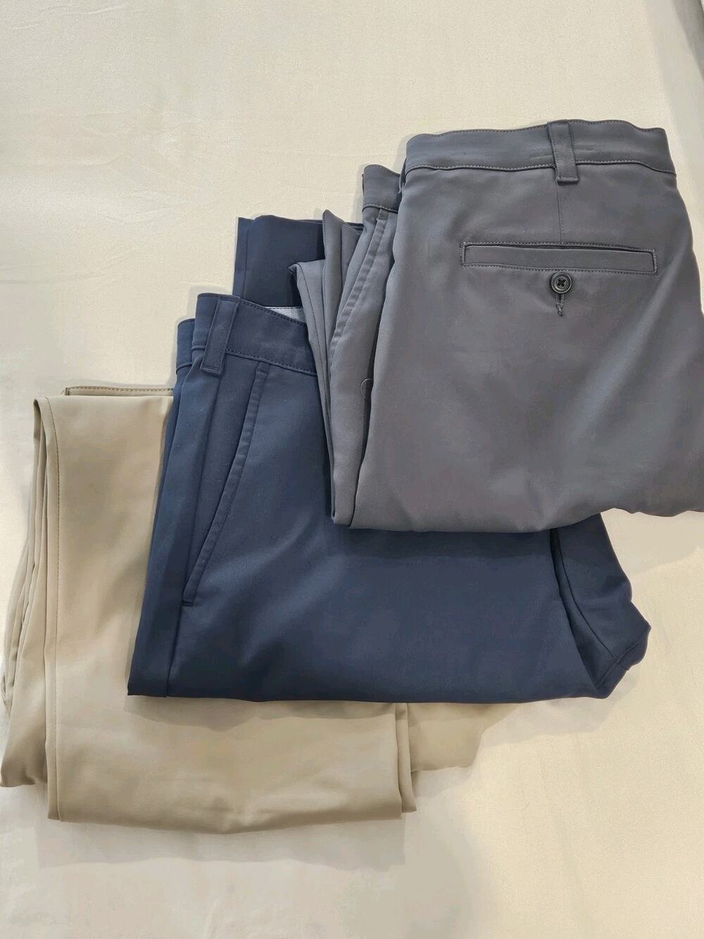 3 Pair Of Men’s Size 34 X 30 Grey Navy Tan Dress Golf Pants By Ben Hogan